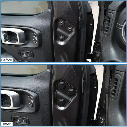 Vista 7 de 2 piezas de cubierta protectora de tornillo de puerta para Jeep Wrangler JL JLU 2018-2021, para Jeep Gladiator JT 2020-2021 (negro)