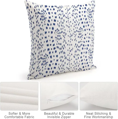 Vista 4 de POMOTER Brunschwig Fils Les Touches Azul y Blanco Funda Decorativa para Almohada Fundas para Almohada Modernas Fundas de Almohada 40 x 40 cm