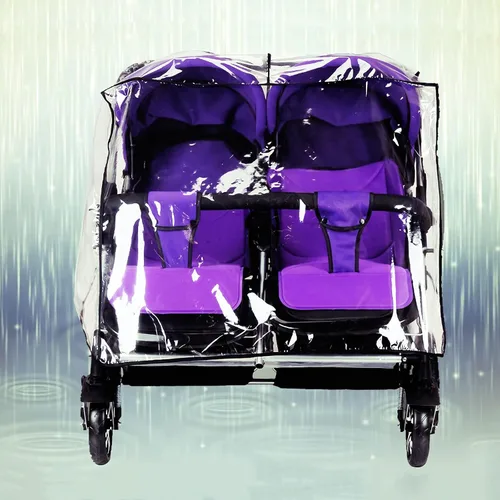 Vista 3 de Twins - Cochecito impermeable universal para cochecito de bebé, protección contra el clima lluvioso, lado a lado, doble carro, protección contra