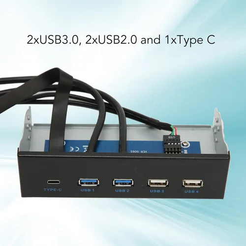Vista 3 de Diyeeni Caja de computadora de 5.25 pulgadas Bahía frontal, lector de tarjetas interno, tablero de medios, con 2xUSB3.0 2xUSB2.0 1xType C, velocidad