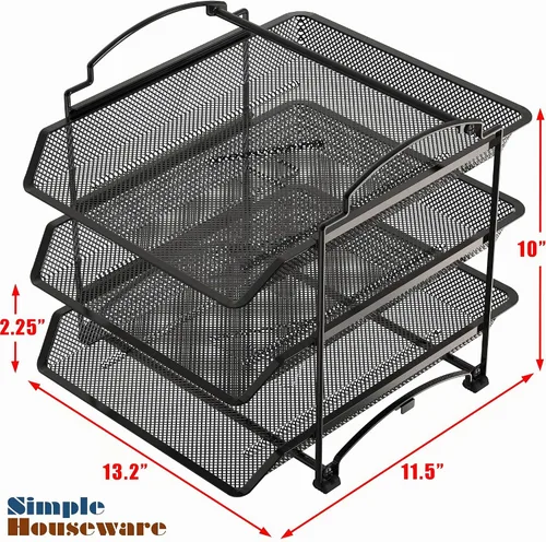 Vista 3 de Simple Houseware Organizador de papel de 3 niveles, bandejas