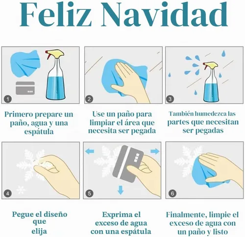 Vista 6 de 130 piezas de calcomanías decorativas de Navidad para ventanas, calcomanías de copo de nieve de Navidad con Papá Noel y renos