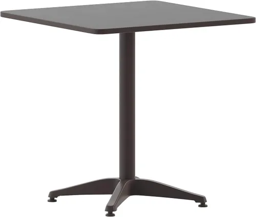Vista 11 de Flash Furniture - Mesa cuadrada de aluminio de 27.5 pulgadas de grado comercial Mellie para interiores y exteriores con base