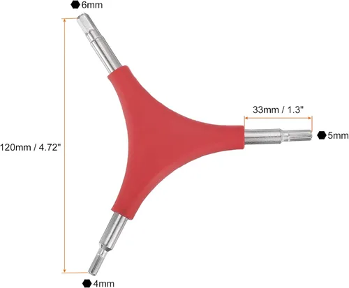 Vista 2 de HARFINGTON Llave hexagonal de bicicleta de 3 vías en forma de Y de 4/5/0.236 in, kit de llave hexagonal interna tipo Y, todo en uno, llave