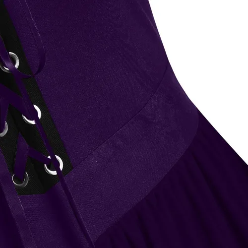 Vista 5 de Vestido gótico para mujer, vestidos de hombros descubiertos de Halloween, talla grande, vestido de manga acampanada, vestido medieval sexy