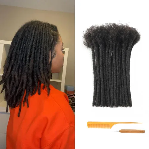 Vista 44 de Extensiones de Rastas de Cabello Humano 0.4cm de Grosor 4 Pulgadas 20 Hebras 100% Cabello Humano Real para Hombres/Mujeres/Niños Completamente