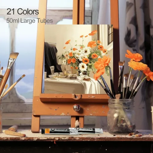 Vista 4 de LIGHTWISH Pintura al óleo, 21 colores al óleo vibrantes, tubos grandes de 1.7 onzas líquidas, pintura a base de aceite para pintura en lienzo