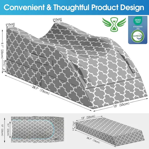 Vista 5 de Almohada de pierna CloudBliss, almohada de elevación de pierna para después de la cirugía, espuma viscoelástica ajustable con funda para hielo