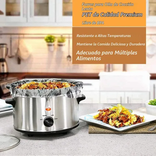 Vista 2 de 16 bolsas de revestimiento de olla de cocción lenta, bolsas de cocina desechables multiusos, tamaño grande para 3 cuartos de galón a 8 cuartos