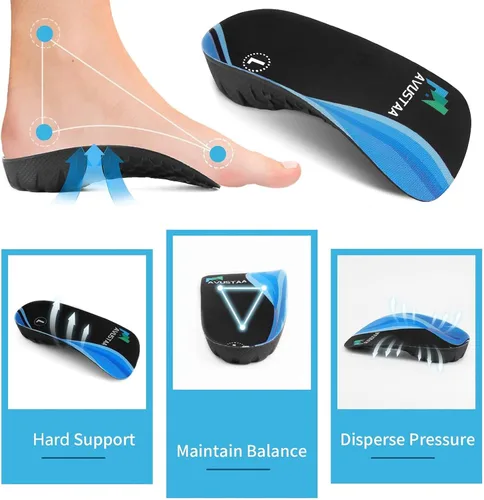 Vista 6 de Plantillas de soporte de arco alto 3/4 inserciones ortopédicas para pies planos, alivio de la fascitis plantar, plantillas de zapatos para hombres