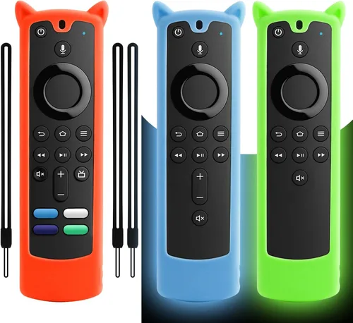 Vista 6 de Paquete de 2 fundas protectoras para control remoto, funda de silicona para control remoto que brilla en la oscuridad con cordón