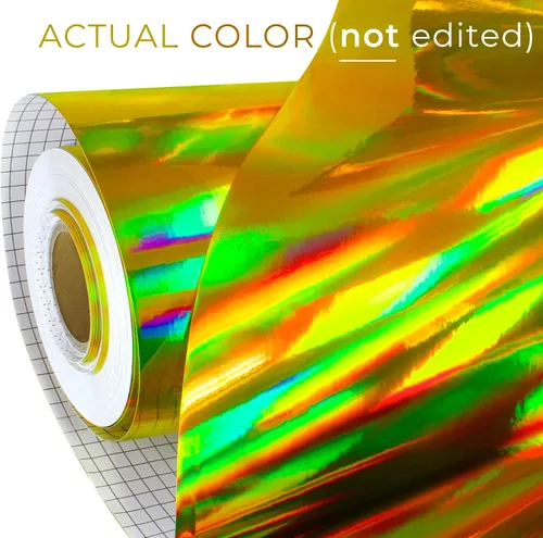 Vista 2 de DECO65 Vinilo adhesivo holográfico cromado dorado para manualidades (6 pies x 1 pie)