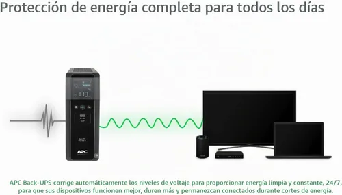 Vista 3 de APC UPS 1350VA/810W UPS de onda sinusoidal pura para computadora, electrónica, BR1350MS