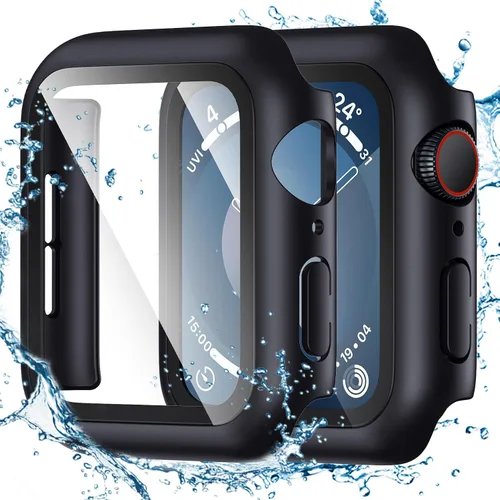 Vista 19 de Tensea - Funda protectora de pantalla para Apple Watch de 1.732 in SE 3/2nd/SE/Series 6/5/4 Waterproof iWatch Protective Face Cover -Tempered