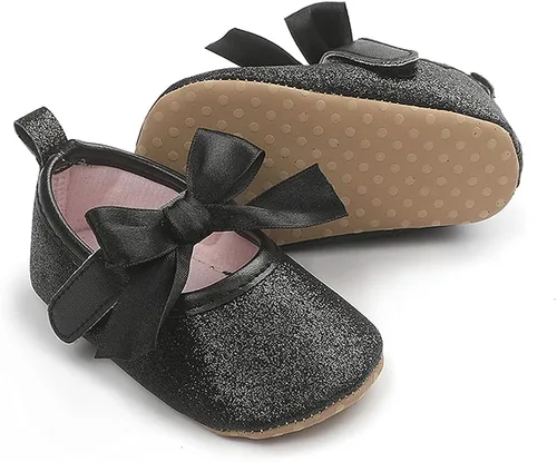 Vista 4 de Timatego Mary Jane - Zapatos planos de encaje con lazo antideslizante y suela suave para recién nacidos, para boda, fiesta, princesa