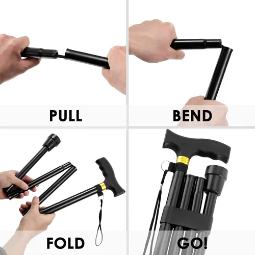 Vista 4 de Walking Cane PANZHENG Cane for Man/Woman Mobility & Daily Living Aids 5-Level Height Adjustable Walking Stick Comfortable Plastic T-Handle