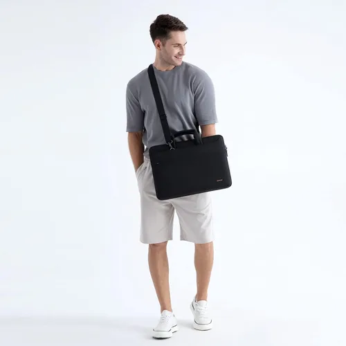 Vista 7 de DOMISO Bolsa mensajero de hombro tote para laptop de 14 pulgadas para mujeres y hombres, bolsa de computadora para viajes de negocios y trabajo