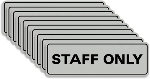 Vista 34 de All Quality Letrero estándar para pared o puerta Fácil instalación Señales de trabajo de oficina Seguridad mejorada – Negro – Pequeño