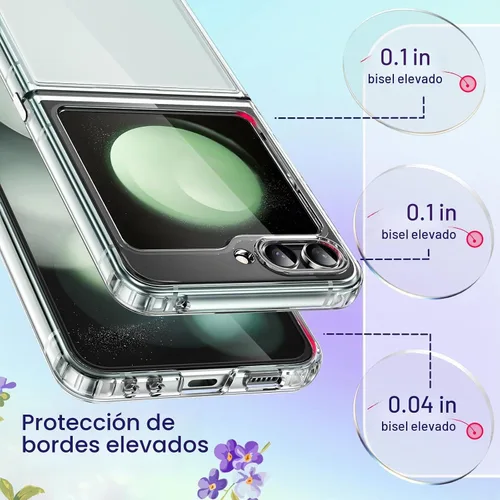 Vista 4 de JETech Funda para Samsung Galaxy Z Flip 5, antiamarilleo, transparente