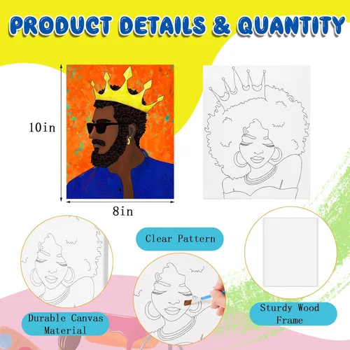 Vista 3 de Yeaqee Kit de 13 piezas de pintura y sorbo para adultos, lienzo elástico, para citas, noche, San Valentín, suministros de pintura, juego de pintura
