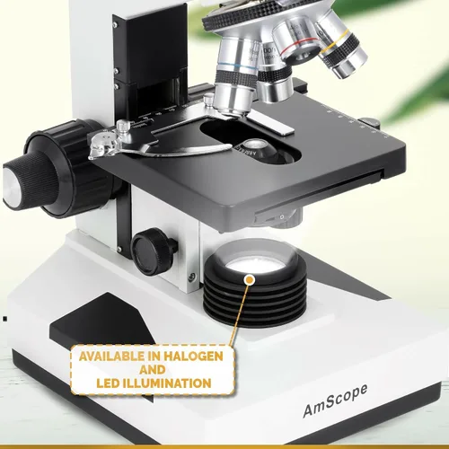 Vista 3 de AmScope Microscopio binocular compuesto B490B-M 40X-2000X + cámara de 1,3 MP