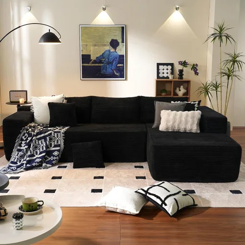 Vista 22 de ovios Sofá seccional Cloud de 96 pulgadas con chaise en forma de L, sofá modular moderno con asiento profundo, sofás tapizados para sala de estar