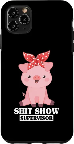 Vista 11 de Funda para iPhone 14 Humor Shit Show Supervisor Pig Shitshow Supervisor