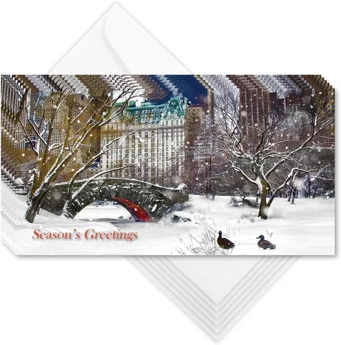 Vista 13 de Angels At Rockefeller Center NYC - Juego de 6 tarjeteros de Navidad con sobres blancos - Season's Greetings Holiday Tri-Fold Cash, cheques