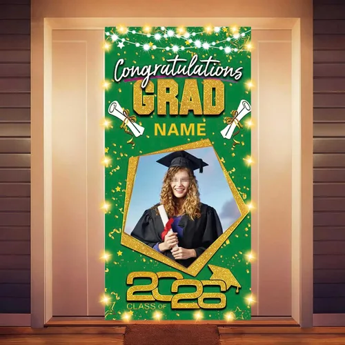 Vista 33 de Decoraciones personalizadas para fiestas de graduación 2026 – Cartel de felicitación de graduación grande – Cartel de fondo de graduación