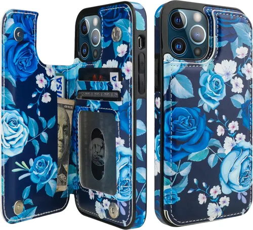 Vista 14 de HAOPINSH Funda tipo cartera para iPhone 12/12 Pro - Bandera americana Girasol, tarjetero, cuero sintético, soporte, cierre magnético doble, a prueba