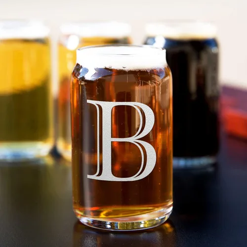 Vista 3 de Cuptify Juego de 4 vasos de 4 vasos con letra inicial B grabada con monograma de 5 onzas para hombres, inauguración de la casa y bodas