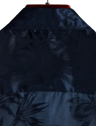Vista 6 de VATPAVE Camisas de verano jacquard de ajuste regular para hombre, estilo casual, con botones, manga corta, con bolsillo