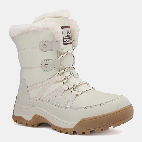 Vista 6 de AZBZCZ Botas de nieve de invierno para mujer, impermeables, antideslizantes, con forro de piel fría, zapatos cómodos