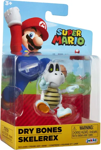 Vista 4 de Super Mario Figura de acción de 2.5 pulgadas Dry Bones juguete coleccionable, color blanco