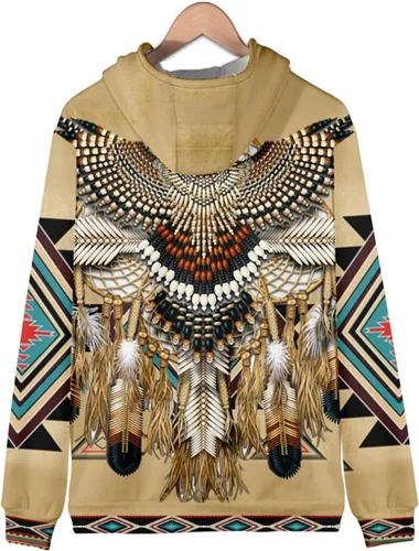 Vista 3 de SIAOMA Native American Indians - Sudadera con capucha unisex con estampado 3D con capucha y cremallera