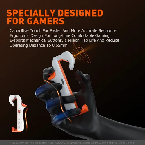 Vista 7 de BIGBIG WON Mobile Gaming Triggers, Mobile Game Controllers Plug and Play for iOS and Android Phone 4.7-6.5 inches Game Trigger for PUBG/Fortnite/COD