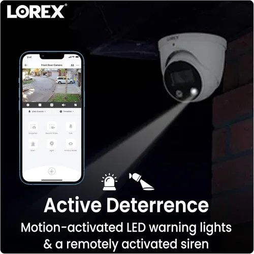 Vista 7 de Cámara de seguridad Lorex al aire libre 4K IP de Metal con cúpula adicional Complemento para NVR Detección de movimiento inteligente