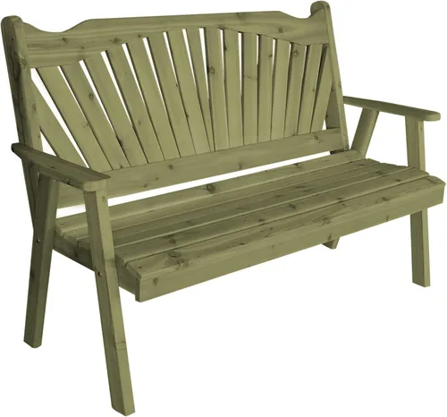 Vista 17 de Furniture Barn USA Pine - Banco de jardín Fanback de 4 pies, color negro