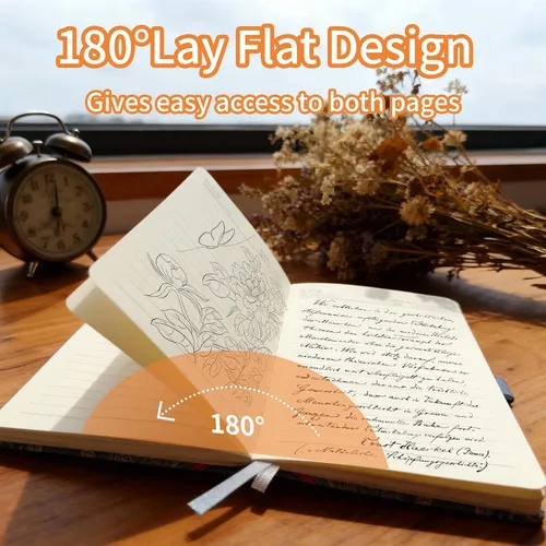 Vista 6 de Mlife Cuaderno rayado para mujeres y hombres, cuaderno de tapa dura A5 de PU para escribir, papel grueso de 100 g/m², perfecto para la universidad