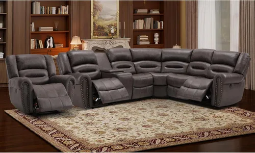 Vista 16 de EBELLO Silla reclinable manual de cuero sintético, silla reclinable individual clásica con cómodo apoyabrazos y respaldo, mueble para sala de estar