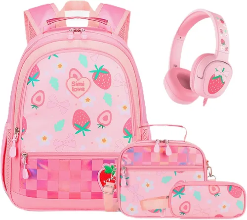 Vista 14 de Juego de mochila de 3 piezas, Arco rojo negro, Escuela