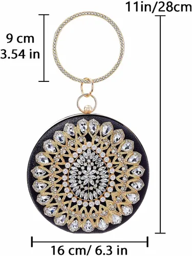 Vista 2 de Yokawe - Bolso de mano con diamantes de imitación para mujer, con purpurina y cristal