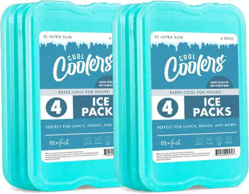 Vista 9 de Cool Coolers by Fit & Fresh 4 Pack XL Slim Ice Packs, Quick Freeze Space Saving Reusable Ice Packs for Lunch Boxes or Coolers