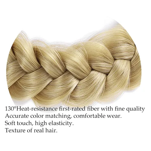 Vista 3 de Diadema trenzada, 2 combinaciones de 3 hebras, desordenada, ancha, esponjosa, elástica, diadema trenzada, accesorio de belleza para mujeres y niñas