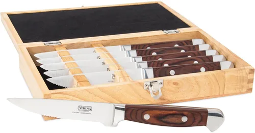 Vista 10 de Viking Juego de cuchillos para carne de 6 piezas con caja Negro
