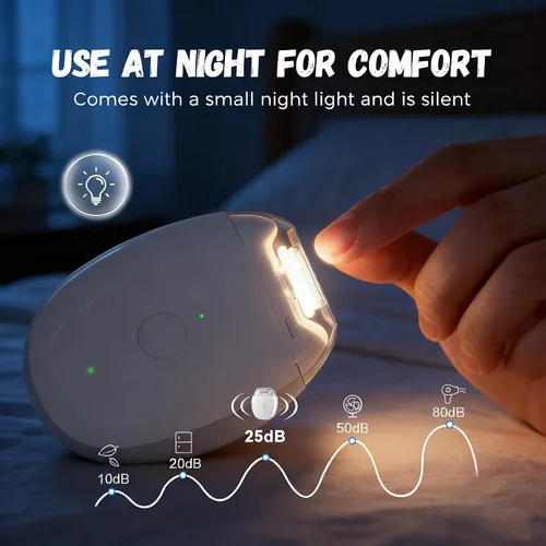 Vista 3 de Molinillo de uñas automático universal, portátil 3 en 1 con luz LED y 3 velocidades, cortador de uñas automático silencioso de 360° y recortador