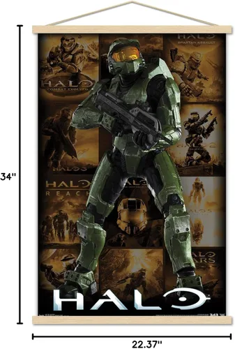 Vista 6 de Trends International Halo - Póster de pared con diseño de cuadrícula Game Key, 22.375 x 34 pulgadas, paquete de impresión prémium y colgador