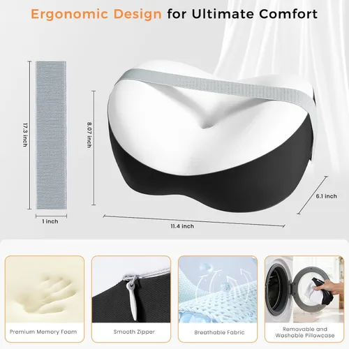 Vista 8 de Almohada de rodilla para dormir de lado, almohada de espuma viscoelástica para dormir de lado, correa ajustable y funda lavable extraíble