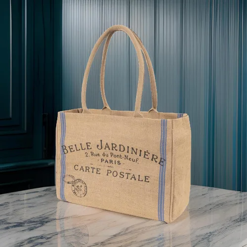 Vista 5 de Bolsa de mano de yute KAF Home para el mercado con asas, Talla única