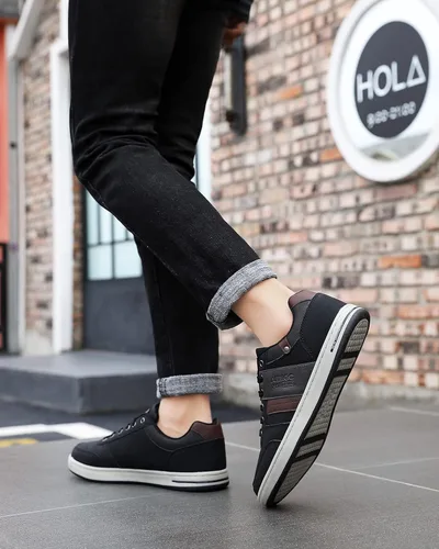 Vista 7 de ASTERO - Zapatos casuales para hombre vestido de moda antideslizante y bajo de piel sintética zapatos para caminar M